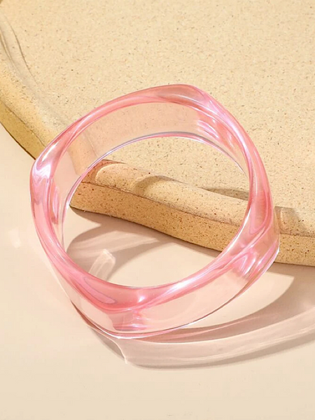 Resin Clear Bangle Bracelet- Pink - bynlonline