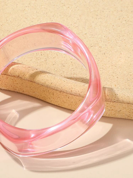 Resin Clear Bangle Bracelet- Pink - bynlonline