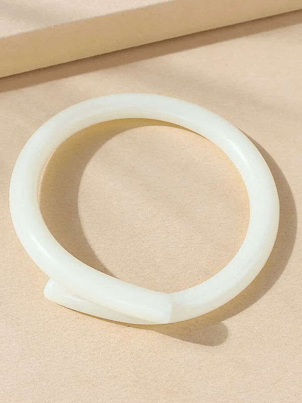 1pc Swirl Resin Bangle- White - bynlonline