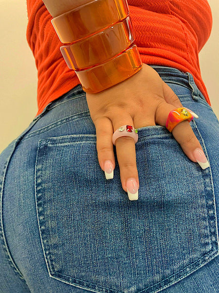 Resin Clear Bangle Bracelet- Orange