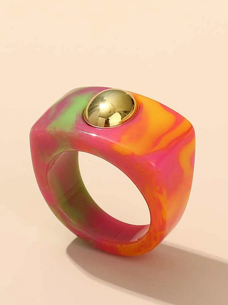 Swirl Cube Resin Ring- Orange - bynlonline