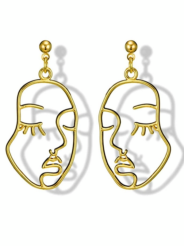 Gemini Face Earring- Gold - bynlonline