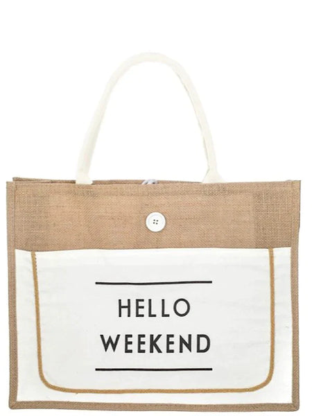 Hello Weekend Bag- White - bynlonline