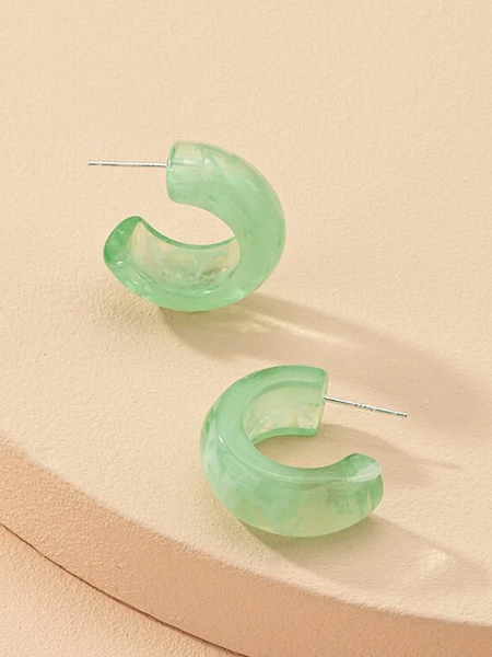 Simplicity Resin Hoop Earring- Mint - bynlonline