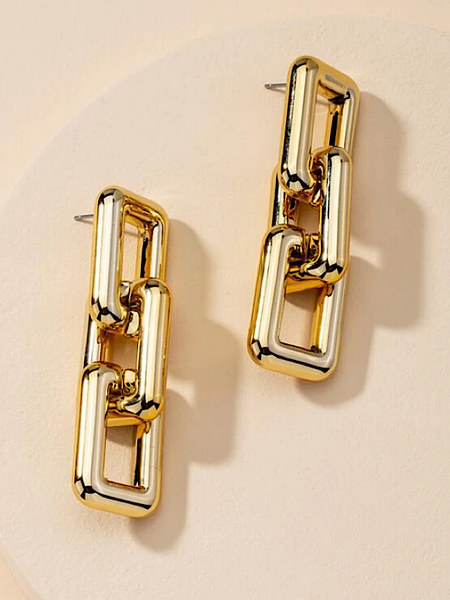 Link Drop Earring- Gold - bynlonline