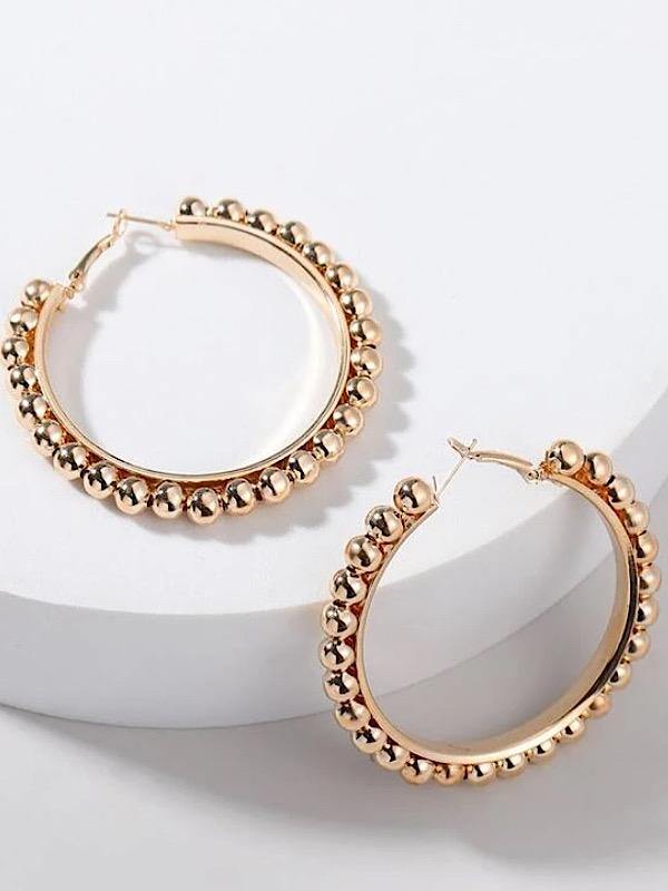 Beaded Hoop Earring- Gold - bynlonline