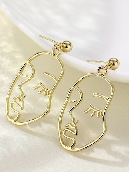 Gemini Face Earring- Gold - bynlonline