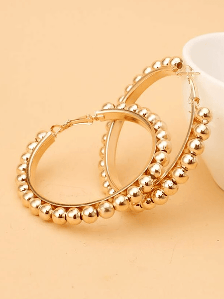 Beaded Hoop Earring- Gold - bynlonline