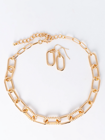 Fancy Necklace Set -Gold - bynlonline