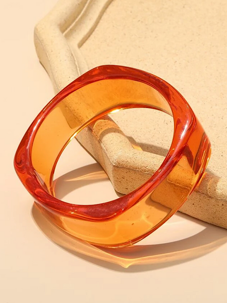 Resin Clear Bangle Bracelet- Orange - bynlonline