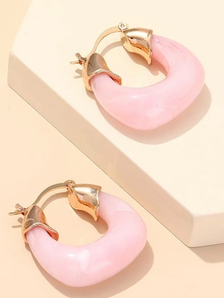 Resin Hoop Earring- Pink - bynlonline