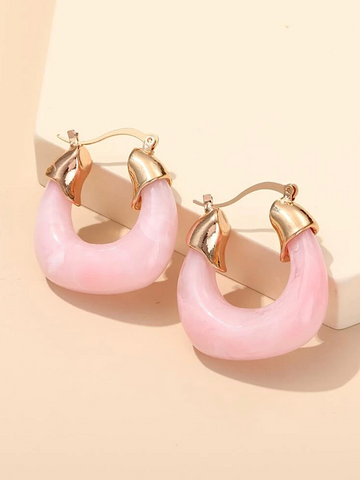 Resin Hoop Earring- Pink - bynlonline