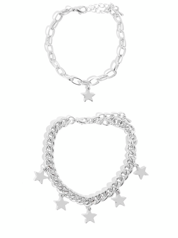 Reaching for the Stars Bracelet Set- Silver - bynlonline