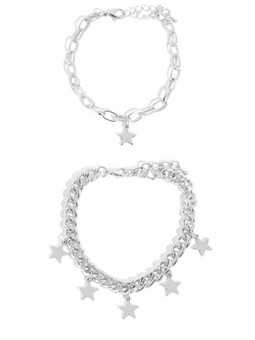 Reaching for the Stars Bracelet Set- Silver - bynlonline