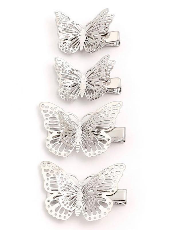 Beautiful Butterfly Hair Clips- Silver - bynlonline