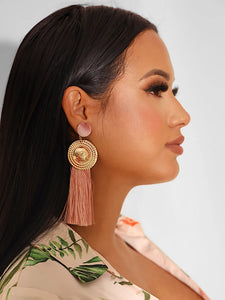 Let’s Brunch Tassel Drop Earring- Pink