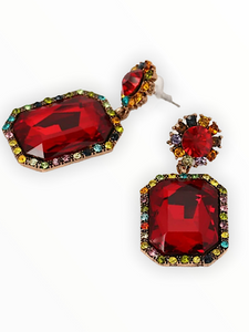 Vintage Gem Earring- Red - bynlonline