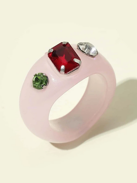 Resin Gem Ring- Pink - bynlonline