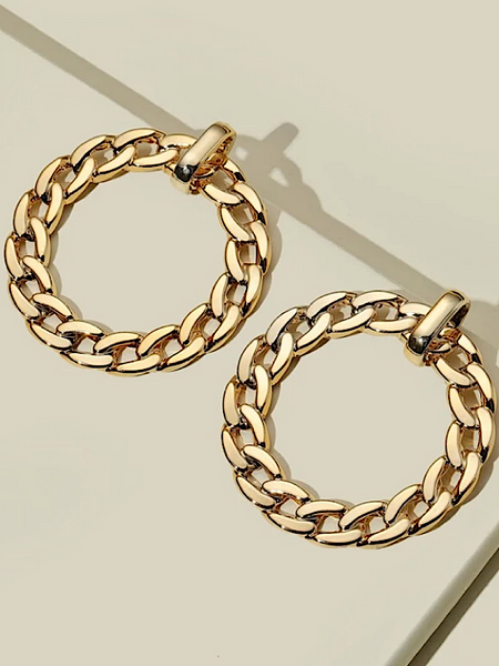 Tara Plastic Hoop Earring- Gold - bynlonline