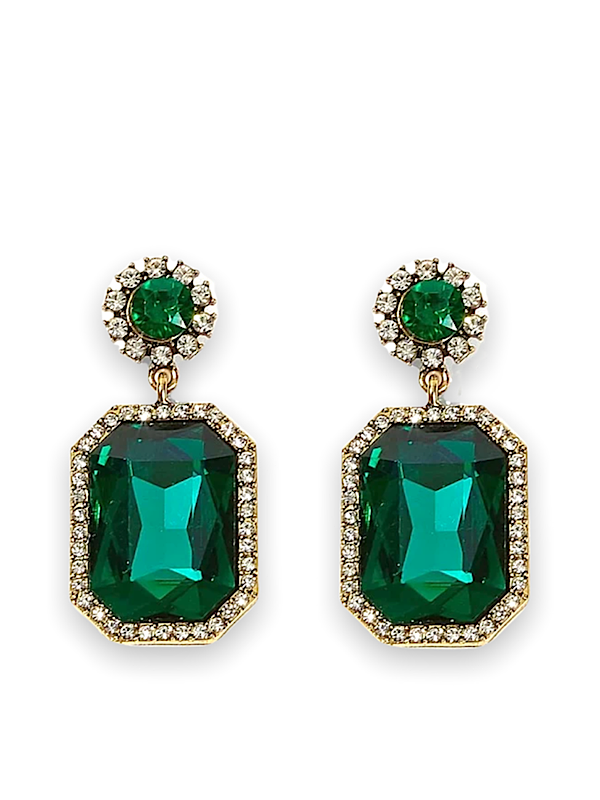 Vintage Gem Earring- Green