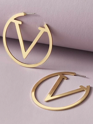 V Hoop Earring- Gold - bynlonline