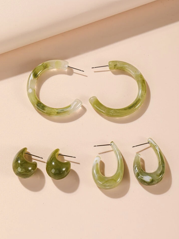 For The Win Earring Set- Green - bynlonline