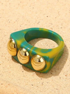 Swirl Cube Resin Ring- Green - bynlonline