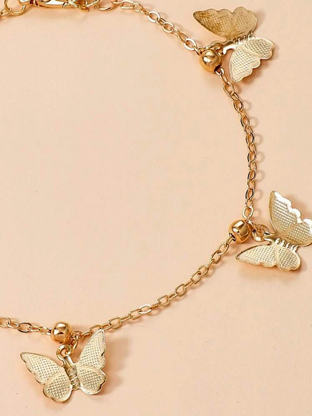 Butterflies Charm Anklet- Gold - bynlonline