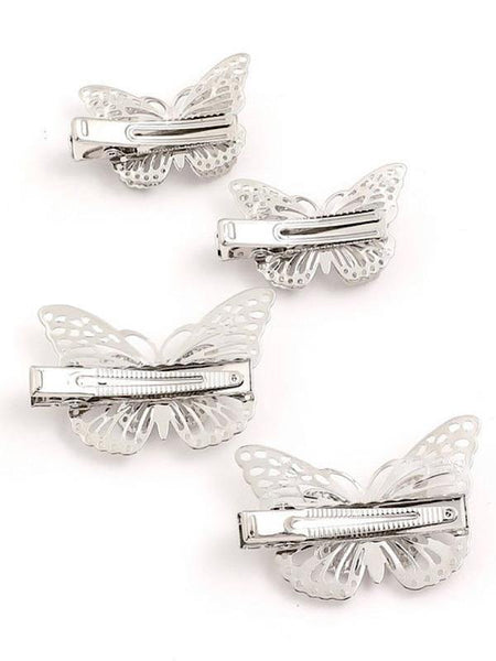 Beautiful Butterfly Hair Clips- Silver - bynlonline