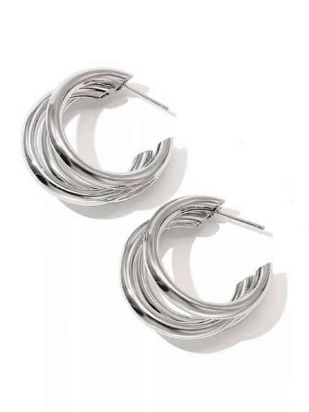 Layered Hoop Earring- Silver - bynlonline