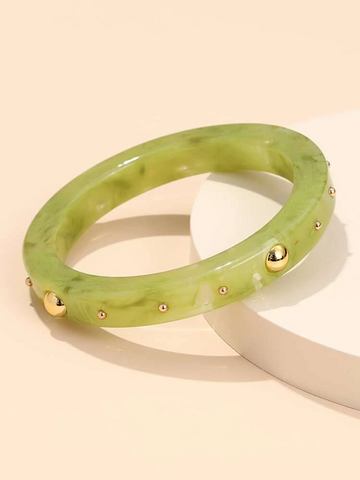 Detailed Resin Bangle- Green - bynlonline